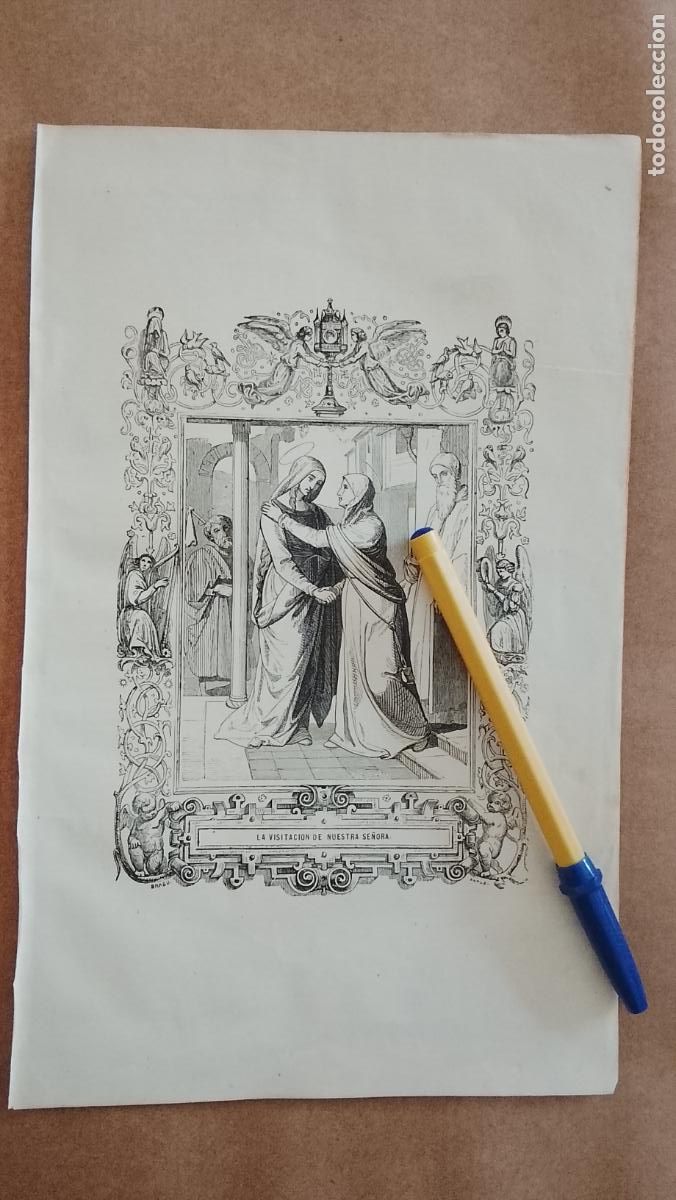 Arte: plancha Grabado LITOGRAFICO religioso del a&ntilde;o 1849 - LA VISITACION DE NUESTRA SE&Ntilde;ORA LA VIRGEN