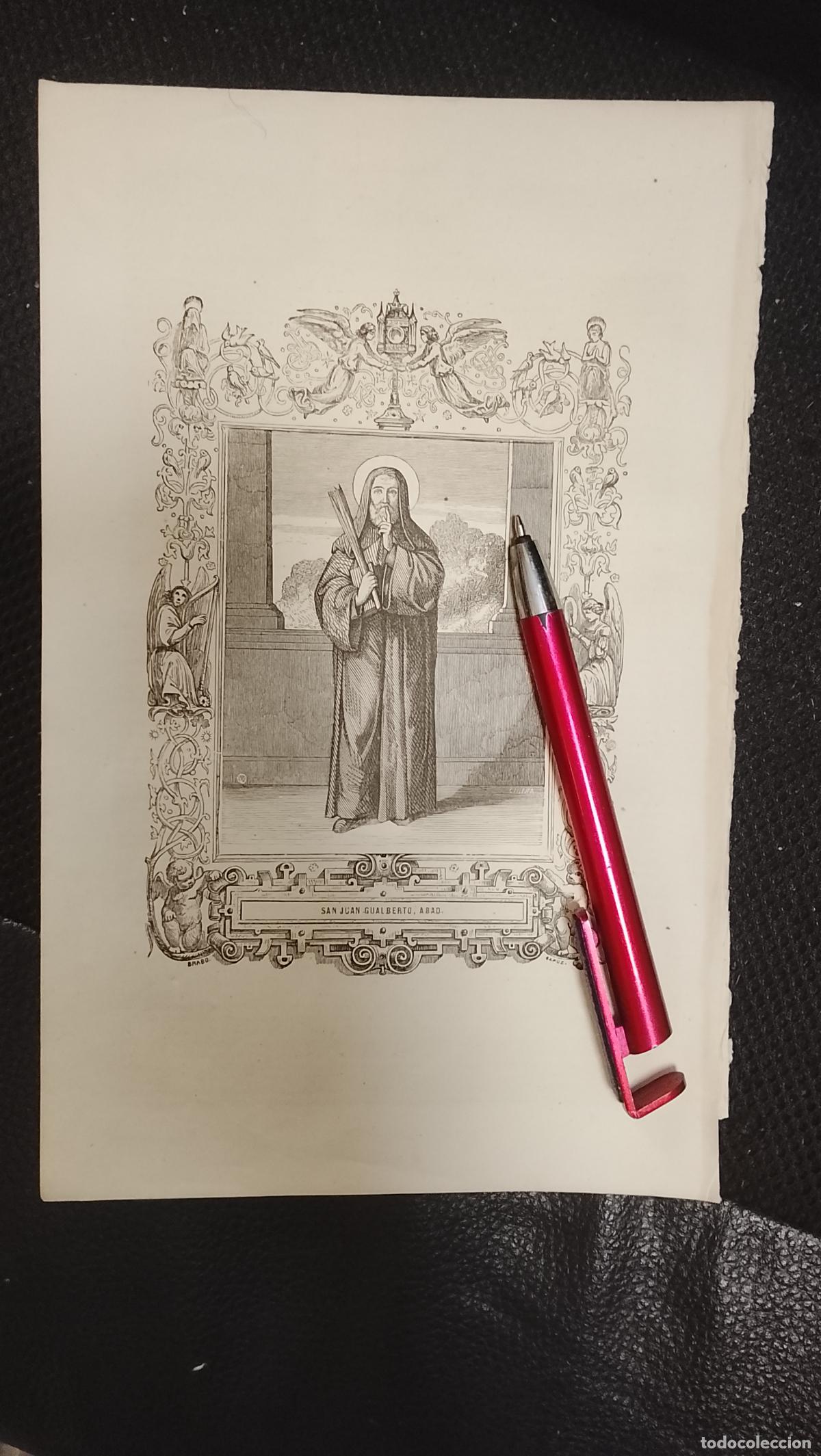 Arte: plancha Grabado LITOGRAFICO religioso del a&ntilde;o 1849 - SAN JUAN GUALBERTO ABAD