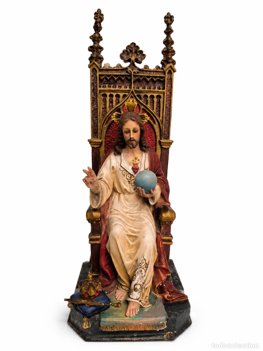 Arte: Sagrado Coraz&oacute;n de Jes&uacute;s Entronizado - Estuco Policromado - Sello El Arte Cristiano, Olot