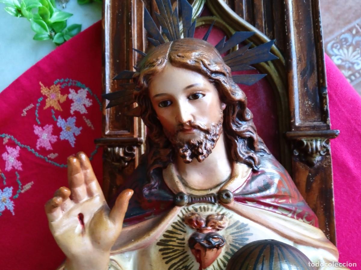 Arte: Figura Imagen antigua religiosa Cristo Rey en Trono