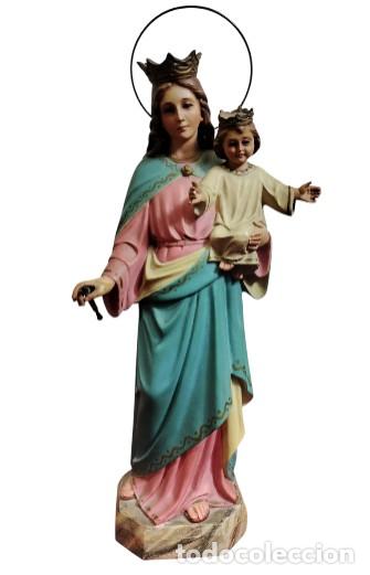 Arte: VIRGEN AUXILIADORA CON EL NI&Ntilde;O. MADERA POLICROMADA. ESPA&Ntilde;A, OLOT. SIGLO XX.
