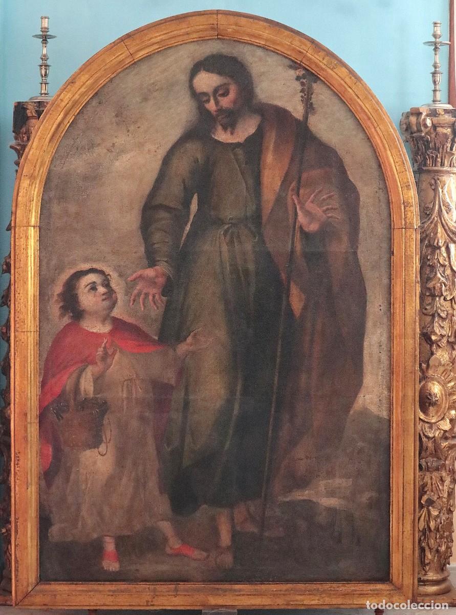 Arte: San Jos&eacute; con el Ni&ntilde;o Jes&uacute;s. Tama&ntilde;o natural. Escuela andaluza del siglo XVII. Mide