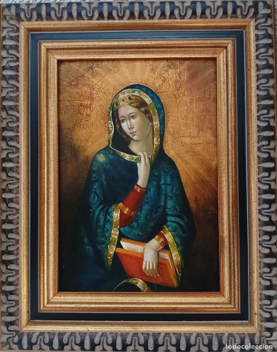 Arte: Virgen estilo g&oacute;tico / &oacute;leo sobre tabla - Foto 1