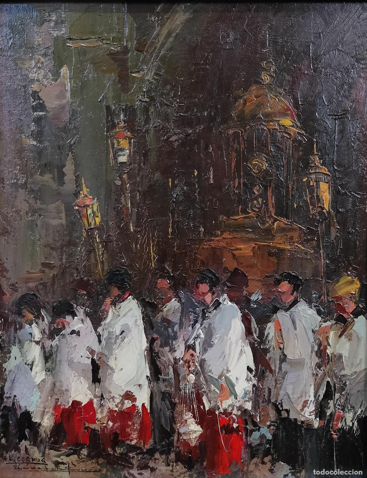 Arte: MONAGUILLOS EN LA FIESTA DEL CORPUS CHRISTI. FIRMA ILEGIBLE. &Oacute;LEO SOBRE TABLA. ESPA&Ntilde;A. SIGLO XX.