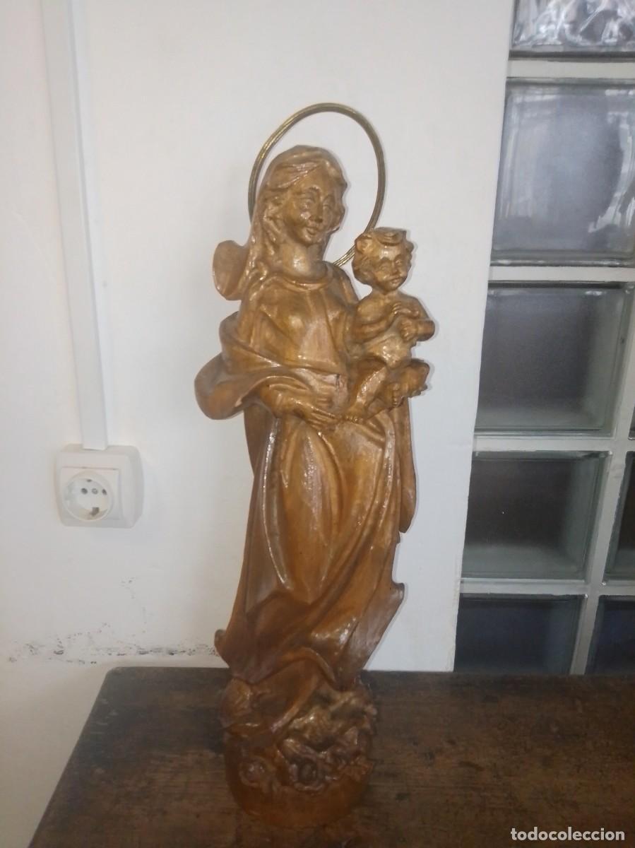 Arte: Virgen con ni&ntilde;o talla en madera - Foto 1
