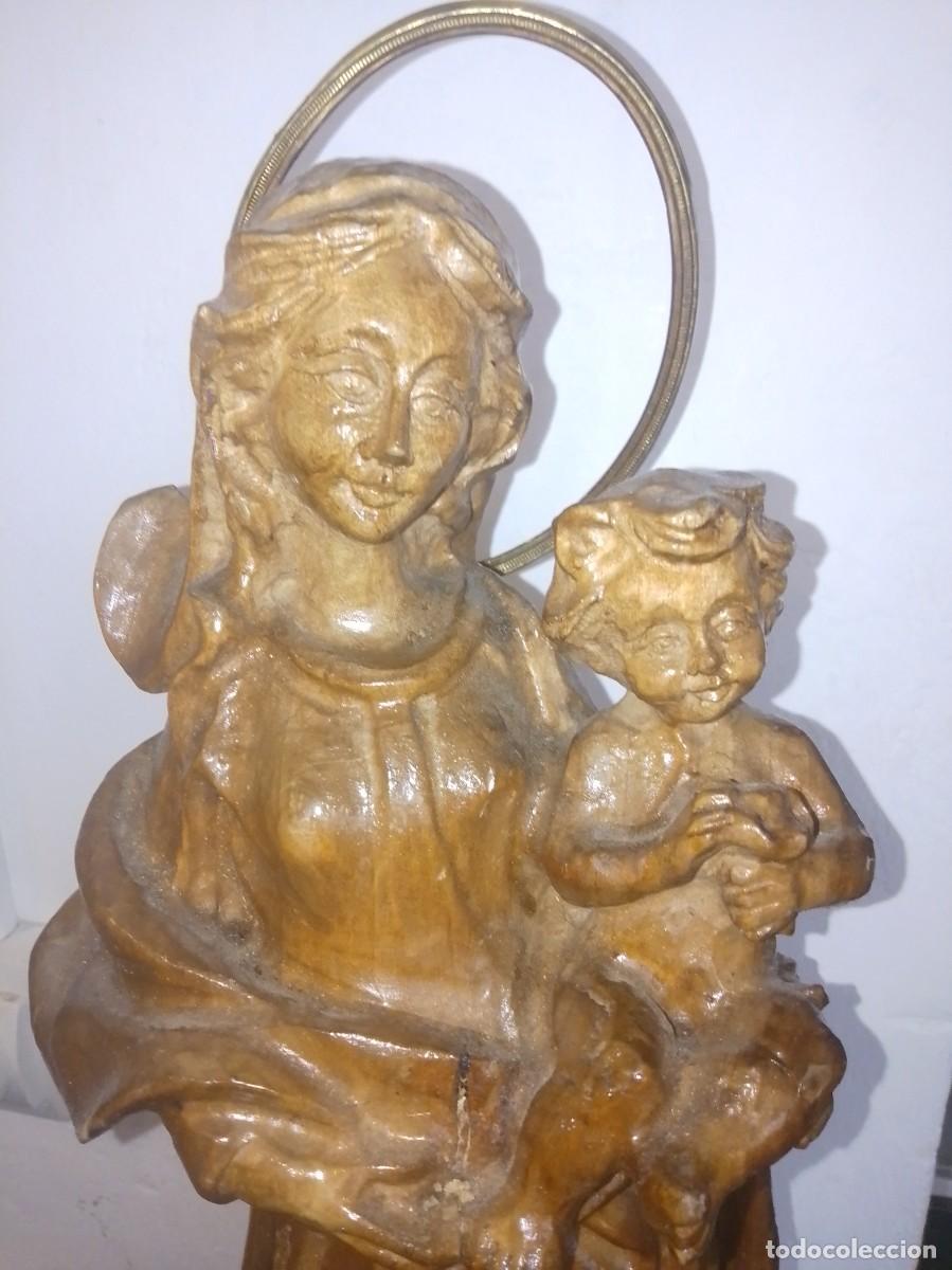 Arte: Virgen con ni&ntilde;o talla en madera - Foto 2
