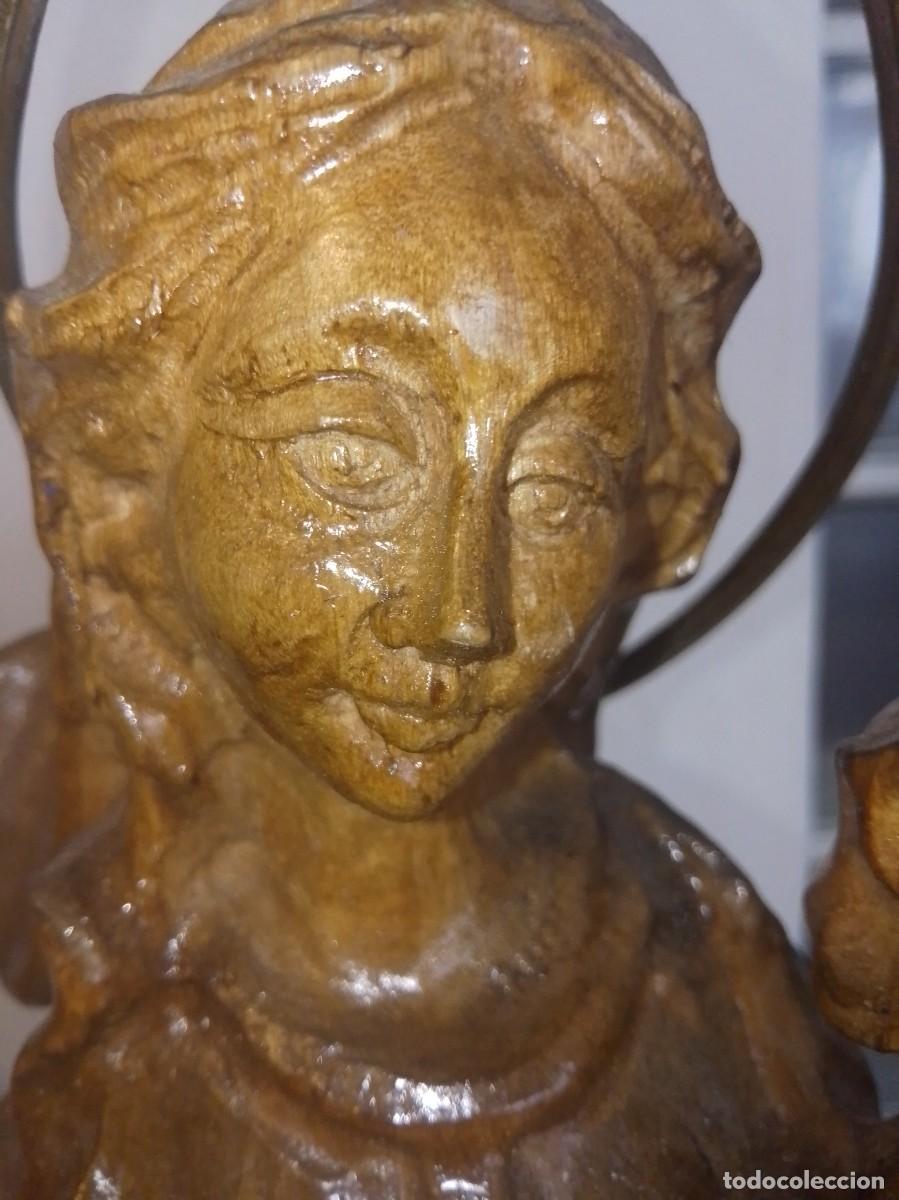 Arte: Virgen con ni&ntilde;o talla en madera - Foto 7