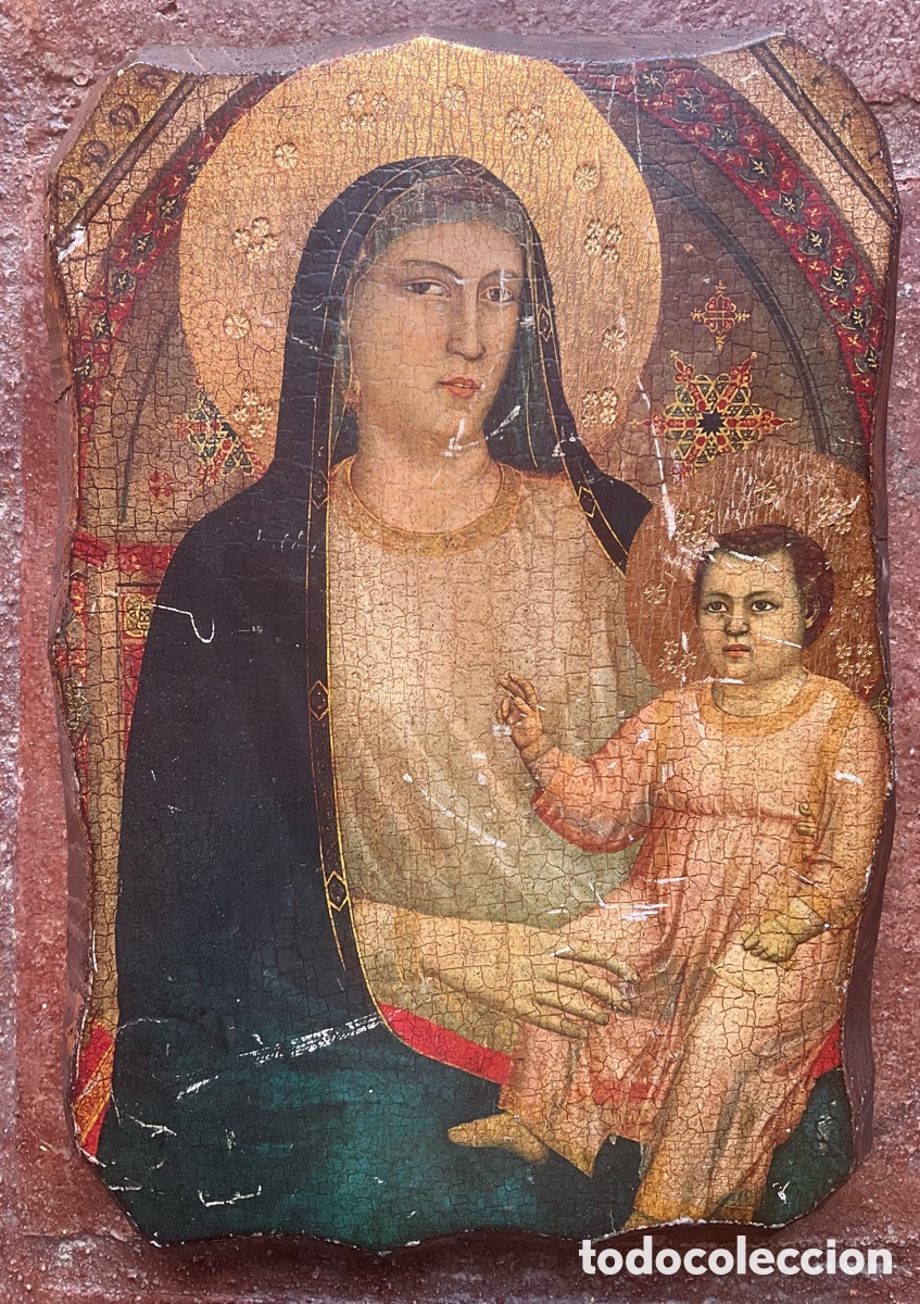 Arte: Icono en madera Mar&iacute;a y Jes&uacute;s.
