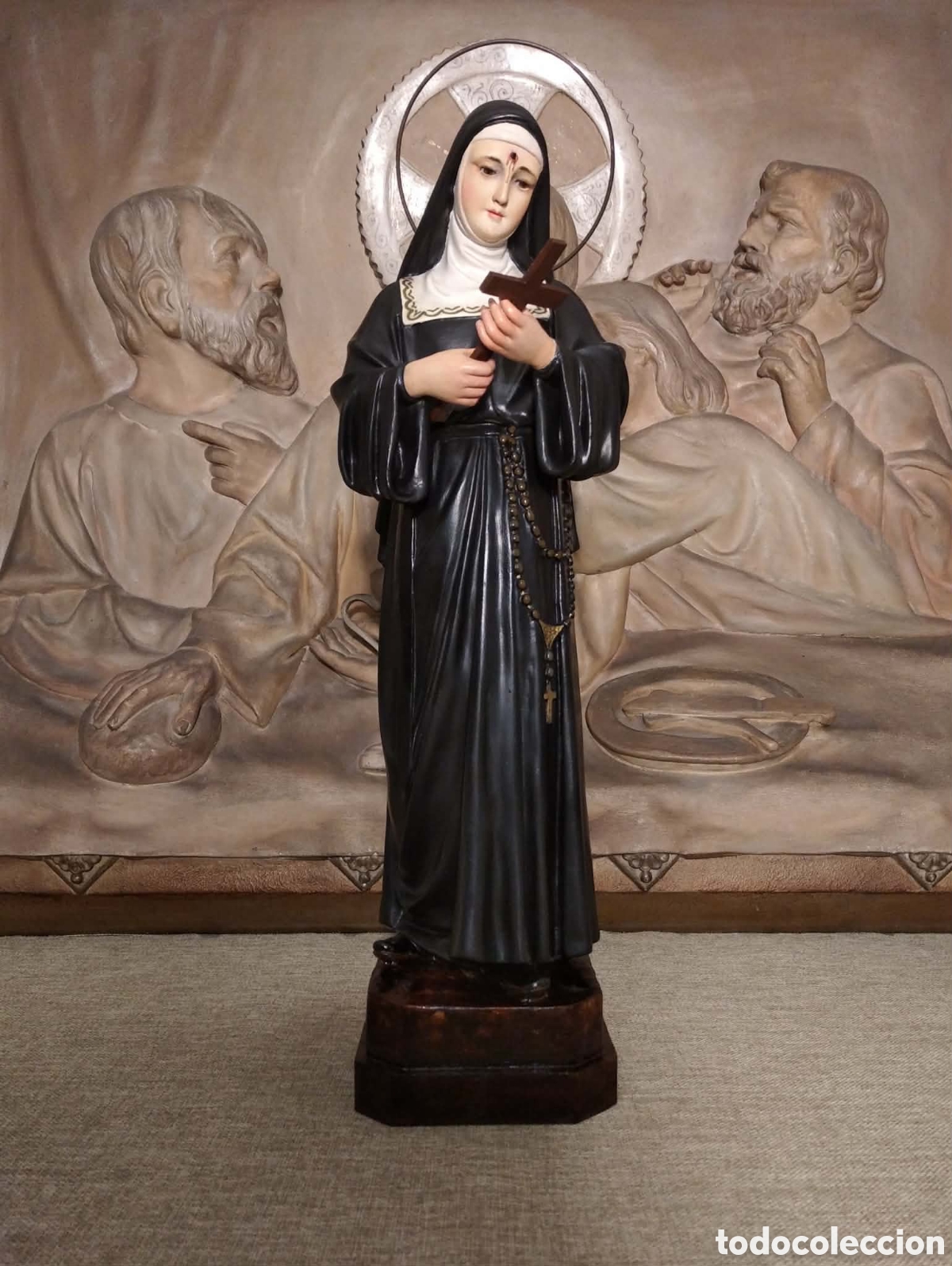 Arte: Santa Rita 44 cm, ojos de cristal, Olot sin sello