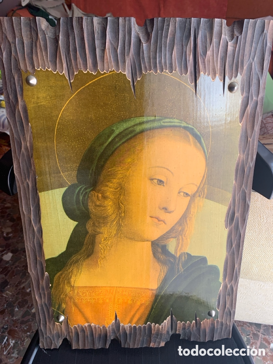 Arte: Panel decorativo religioso en madera maciza tallada