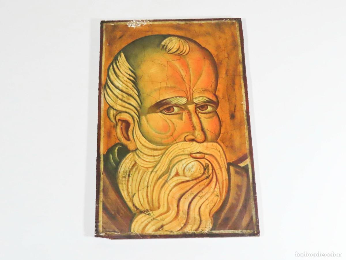 Arte: VIEJO ICONO PINTADO A MANO SAN JUAN EVANGELISTA