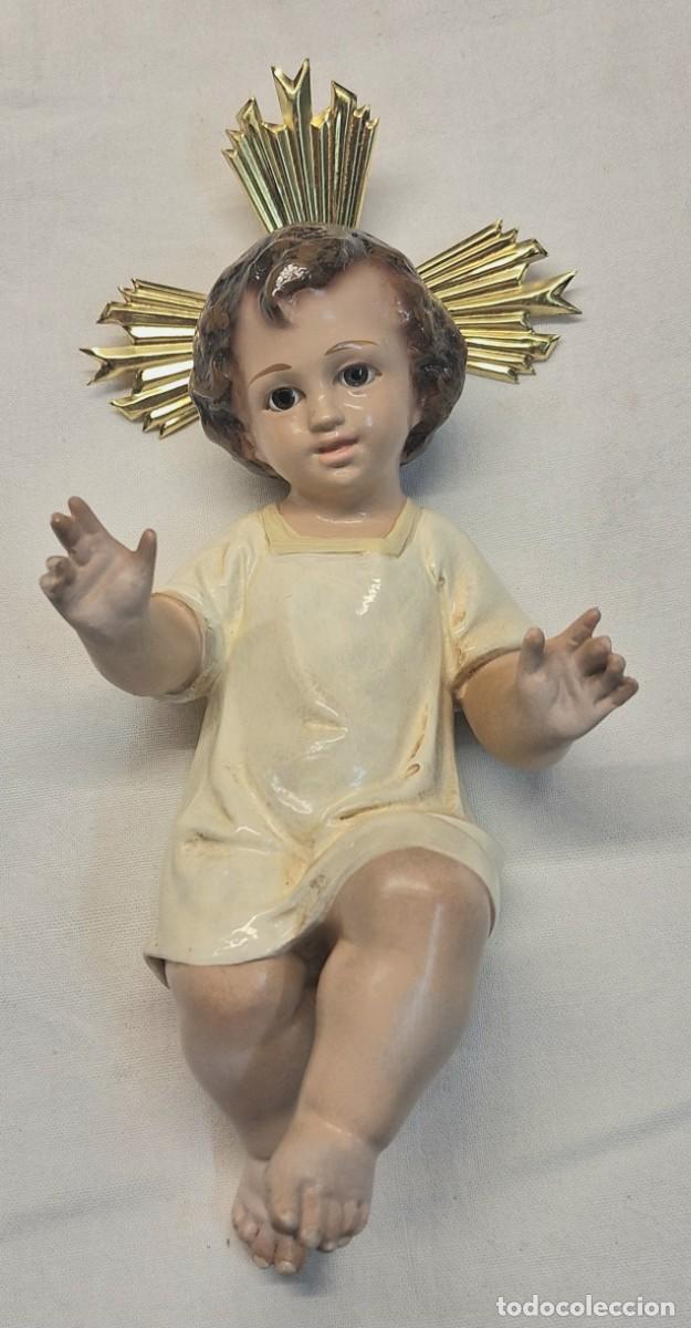 Arte: Ni&ntilde;o Jes&uacute;s escuela Olot, Ojos Cristal, Estuco policromado.