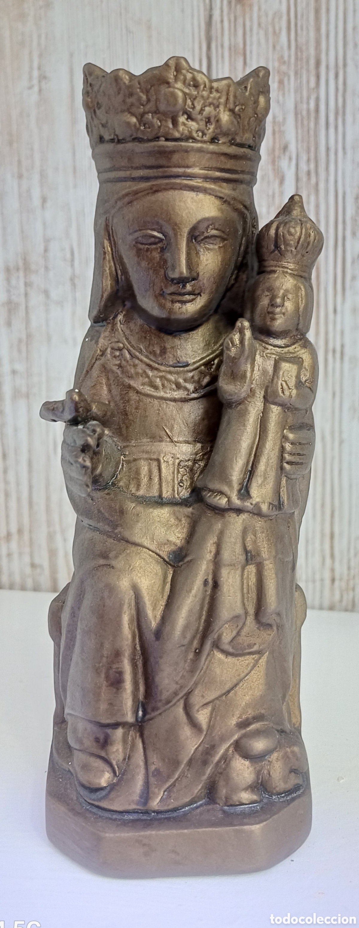 Arte: VIRGEN DE QUERALT 15 CM DECORACION COBRE ANTIGUO