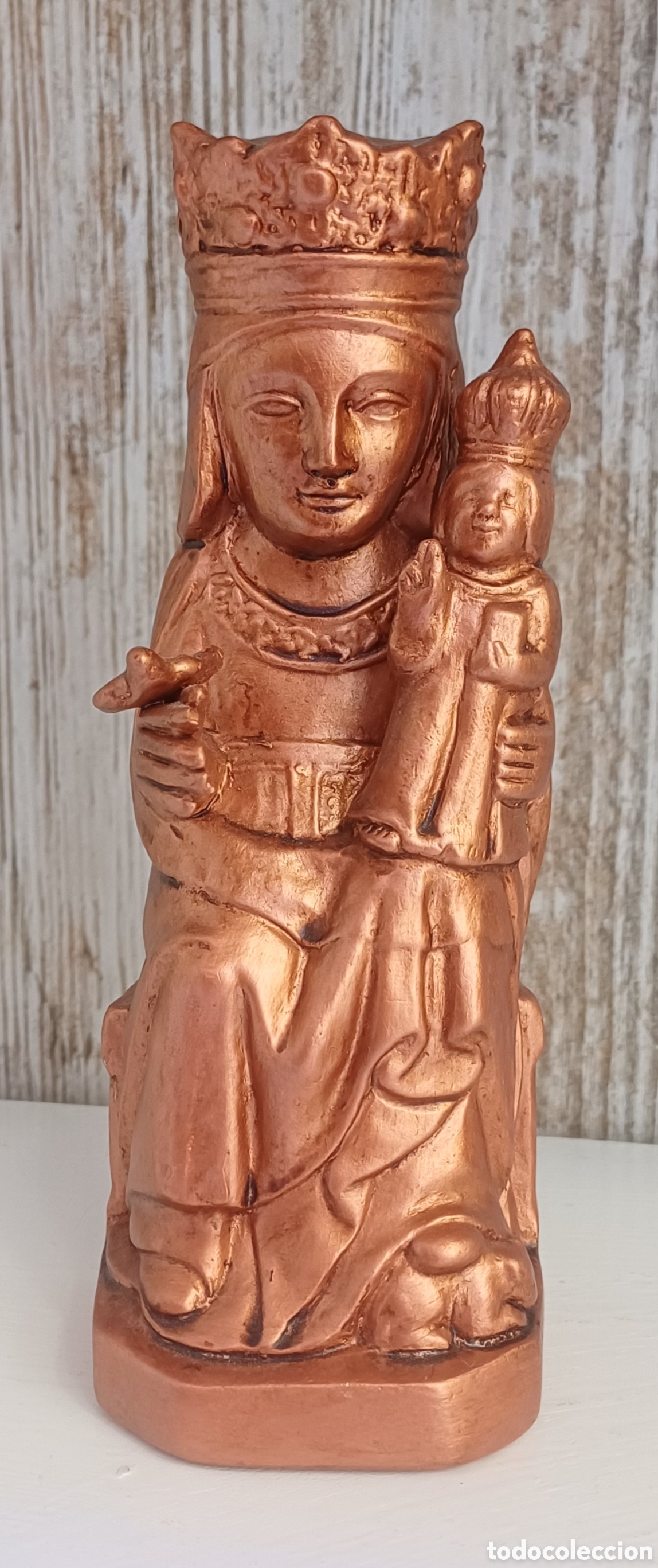Arte: VIRGEN DE QUERALT 15 CM DECORACION COBRE ROJIZO