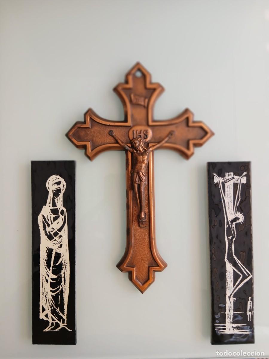 Arte: Lote Arte Sacro Villeroy & Boch + Crucifijo Bronce B&eacute;lgica
