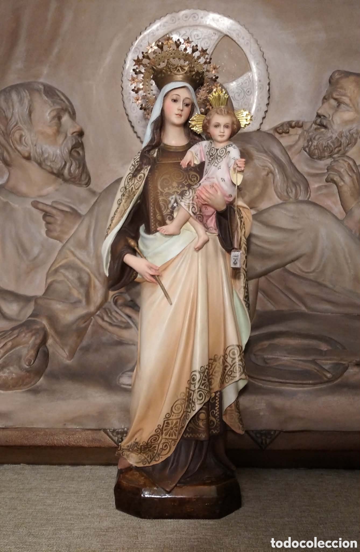 Arte: Preciosa Virgen del Carmen 50 cm, ojos de cristal, Olot