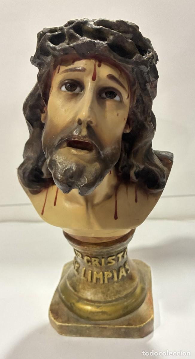 Kunst: SANTO CRISTO DE LIMPIAS OJOS DE CRISTAL BASE CON MADERA ESTILO DE OLOT