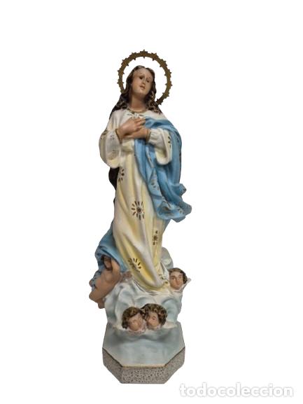Arte: Virgen Mar&iacute;a Inmaculada Concepci&oacute;n - Estuco Policromado - Sello Moderna Sagrada Familia, Luis Mas