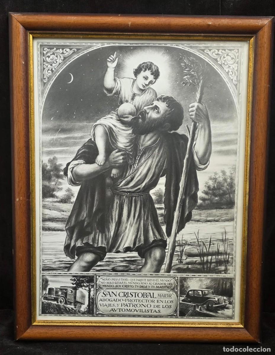 Arte: Cuadro Religioso de San Crist&oacute;bal M&aacute;rtir &ndash; Patr&oacute;n de los Automovilistas &ndash; L&aacute;mina Devocional