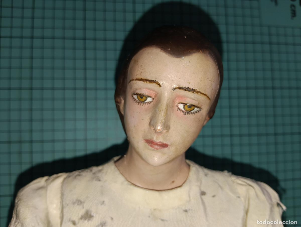 Arte: Antigua imagen religiosa Virgen de vestir / maniqu&iacute; de procesi&oacute;n Madera tallada 50 cms