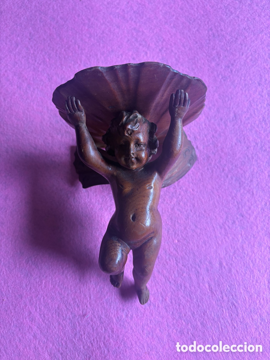 Arte: Antigua m&eacute;nsula Angel de palo santo (A17)