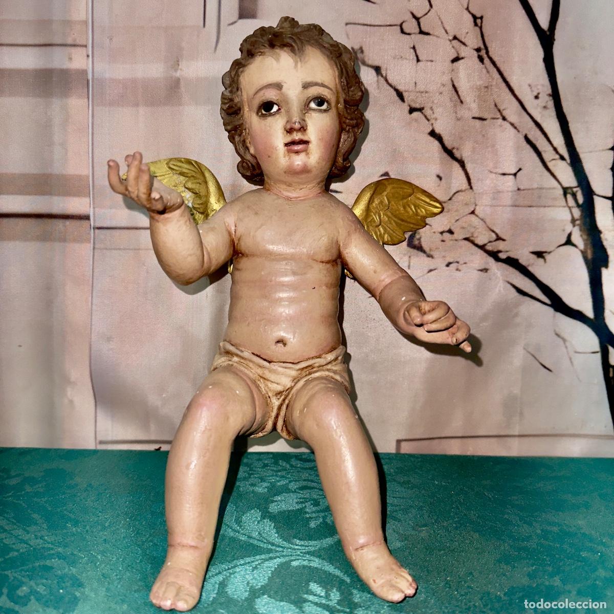 Arte: Escultura de Madera Religiosa de un Ni&ntilde;o Jes&uacute;s o &aacute;ngel