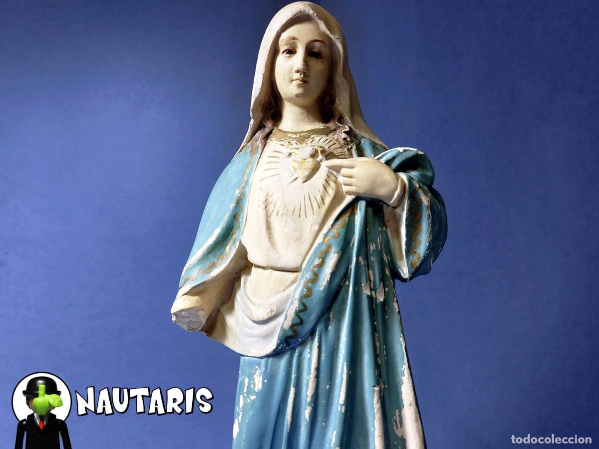 Arte: Antigua imagen religiosa Inmaculado Coraz&oacute;n de Mar&iacute;a