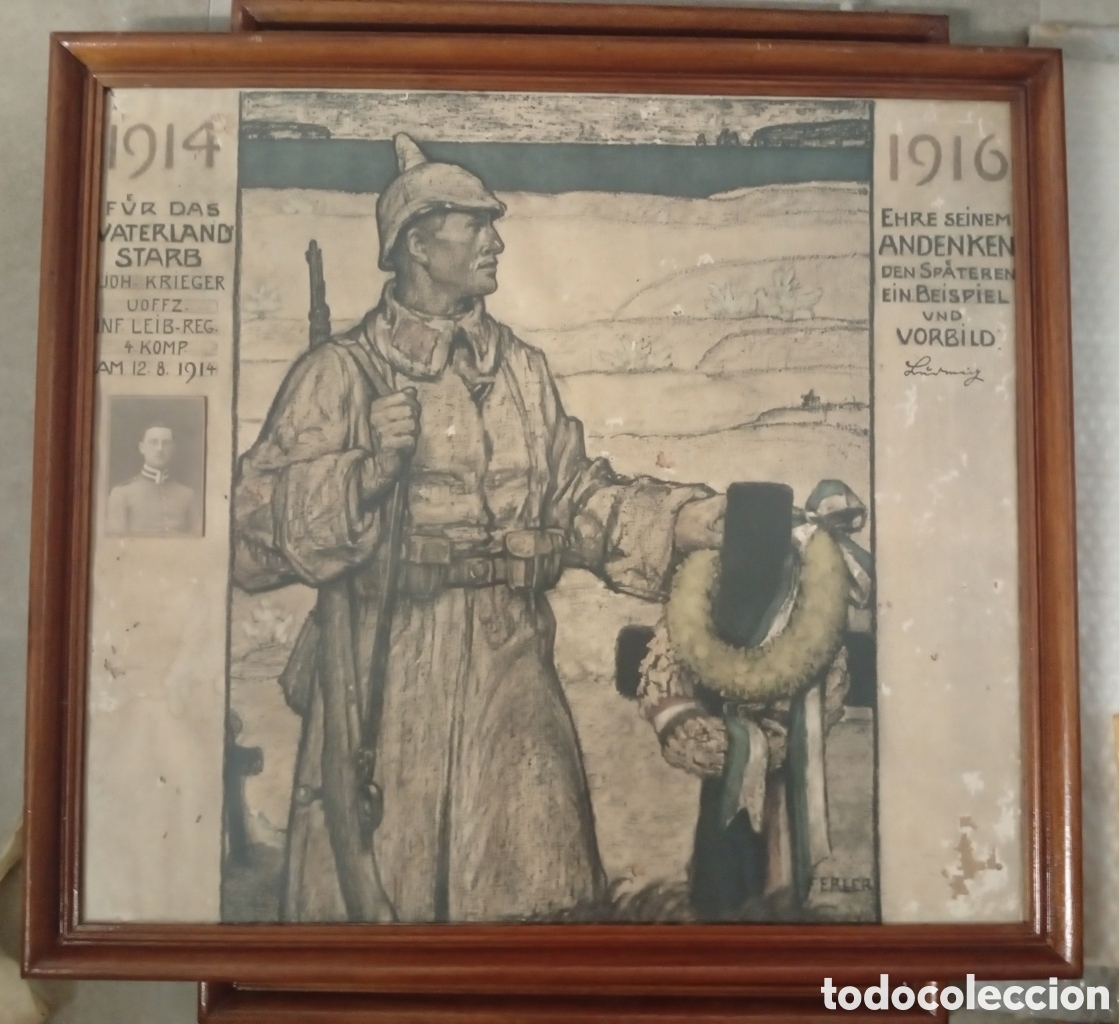 Arte: Cuadro de un soldado muerto oficial alem&aacute;n en la WW1