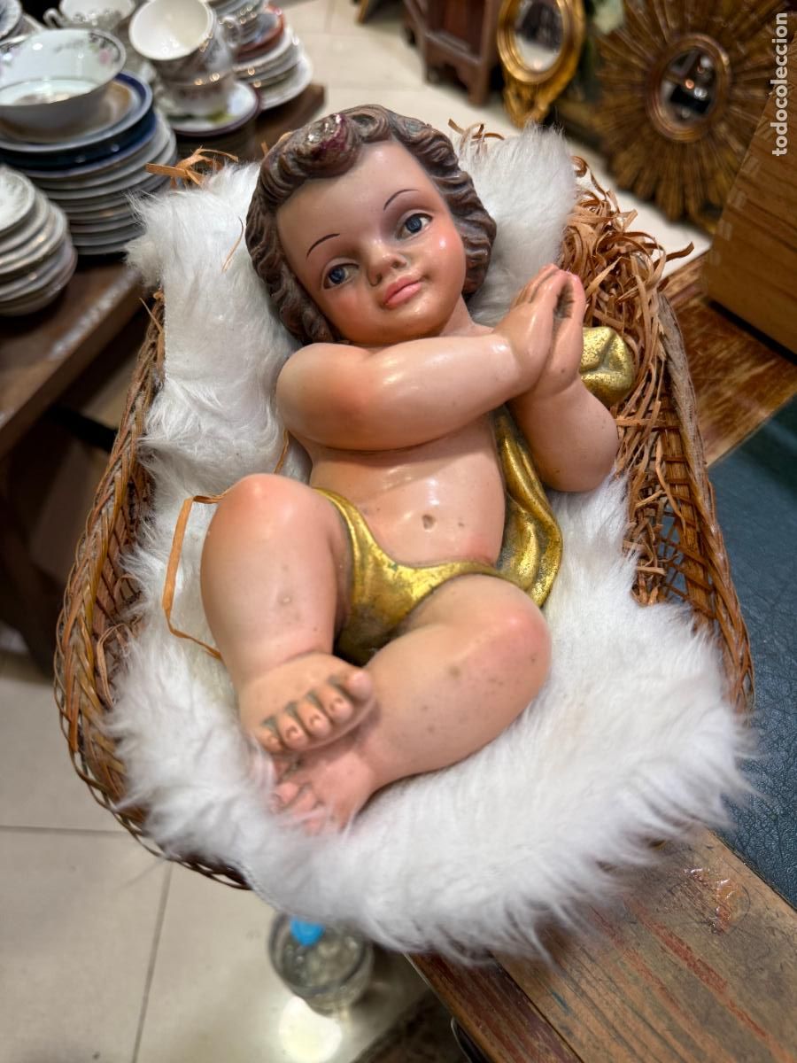 Arte: NI&Ntilde;O JESUS EN CUNA - MEDIDA TOTAL 30 CM
