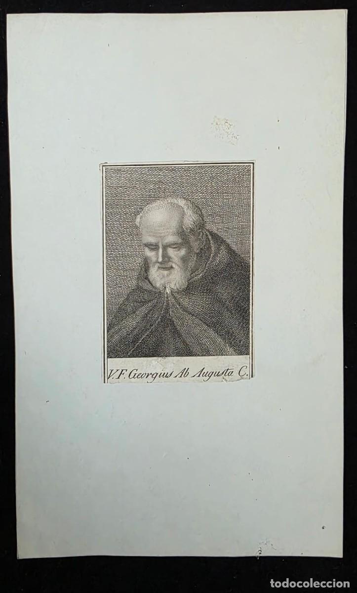 Arte: Grabado Antiguo Original de Fray Georgius Ab Augusta &ndash; Retrato Religioso Franciscano &ndash; Calcograf&iacute;a