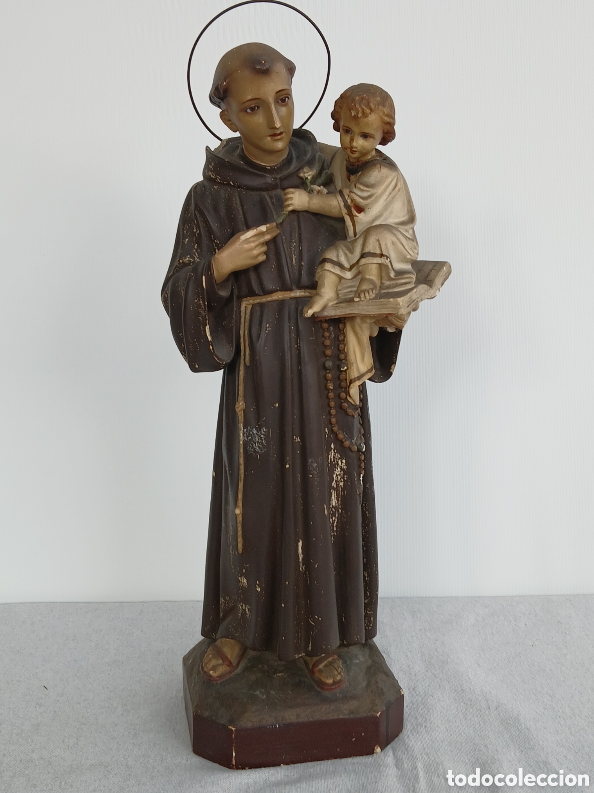 Arte: Figura religiosa Olot. San Antonio de Padua y ni&ntilde;o Jes&uacute;s