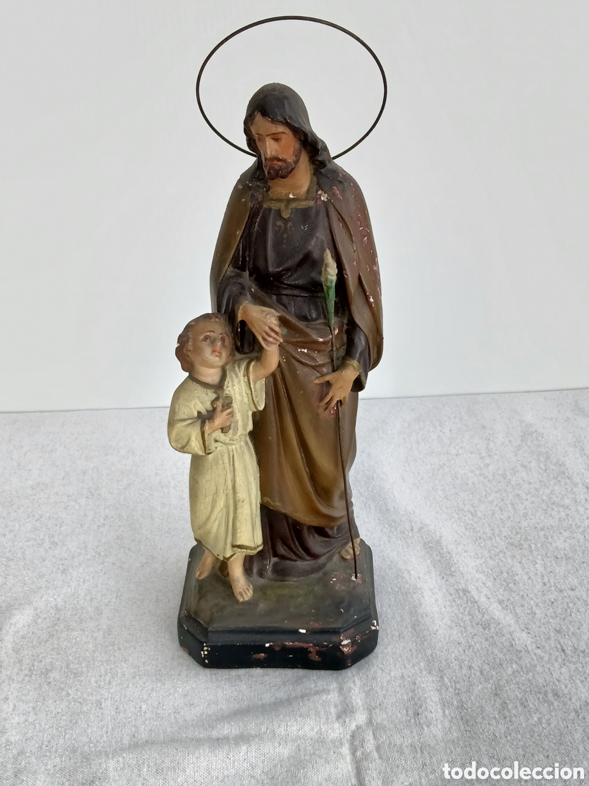 Arte: Figura religiosa M.Cruz Sevilla. San Jos&eacute; y ni&ntilde;o Jes&uacute;s