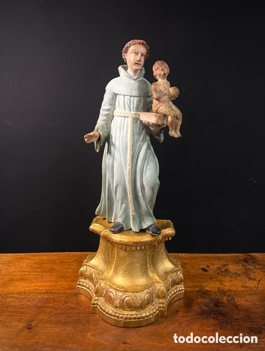 Arte: San Antonio de Padua con el ni&ntilde;o. Talla de madera