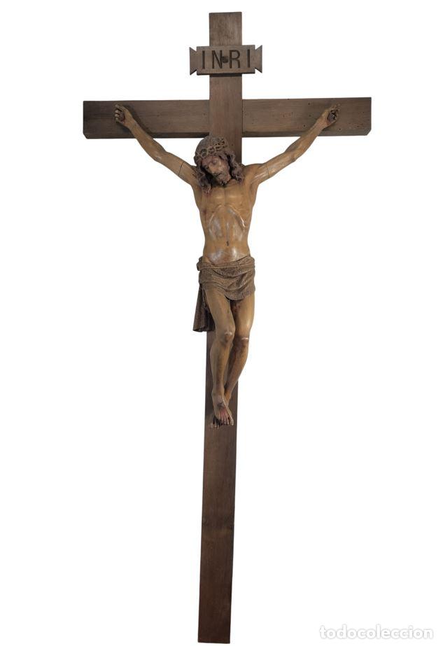 Arte: GRAN CRISTO CRUCIFICADO. FIRMADO FLOTATS. TALLA EN MADERA POLICROMADA. ESPA&Ntilde;A. SIGLOS XIX-XX.