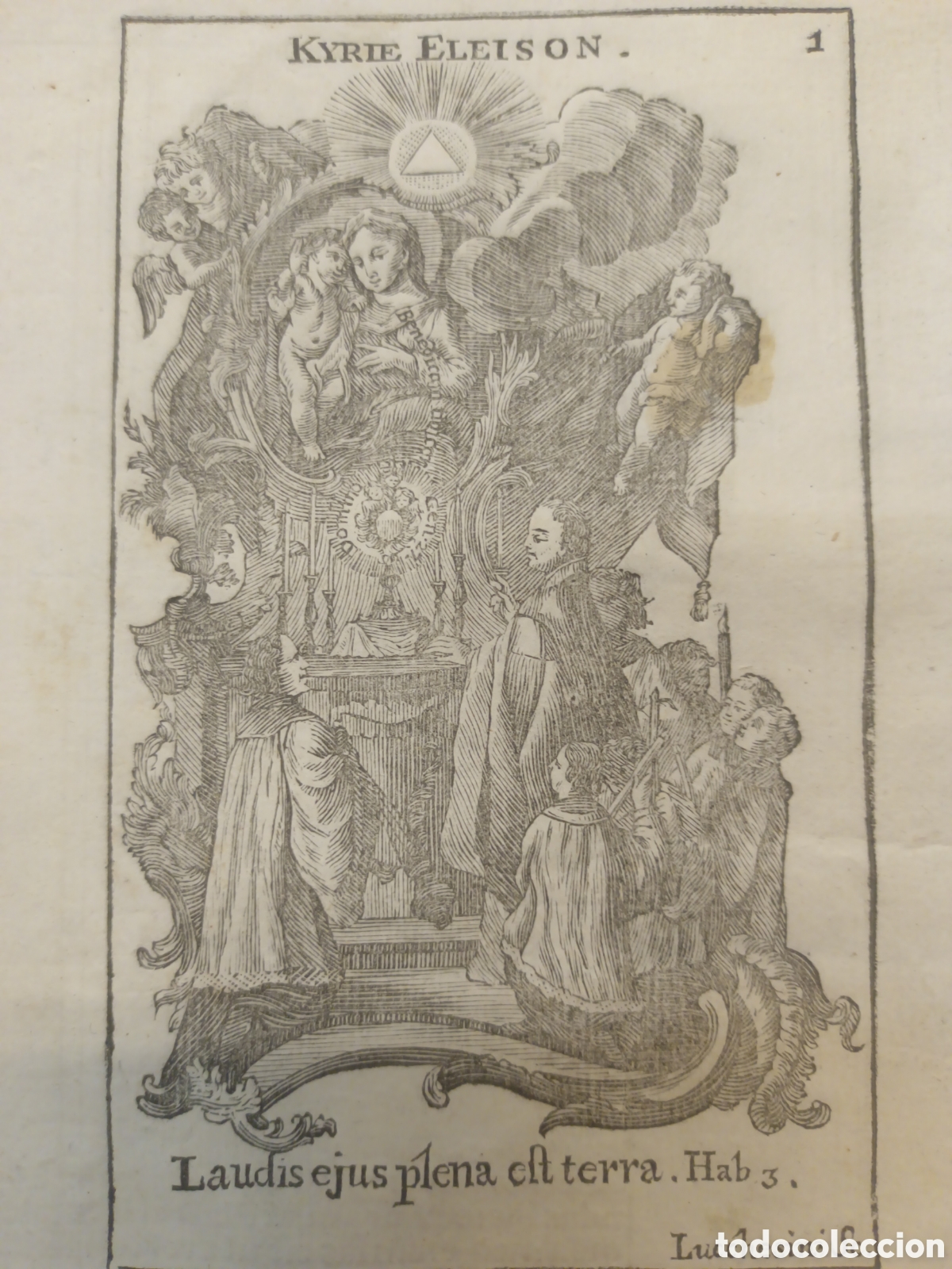 Arte: GRABADO RELIGIOSO ANTIGUO - LETANIA LAURETANA DE LA VIRGEN - F. X. DORNN - A&Ntilde;O 1768 - 13 X 20 CM