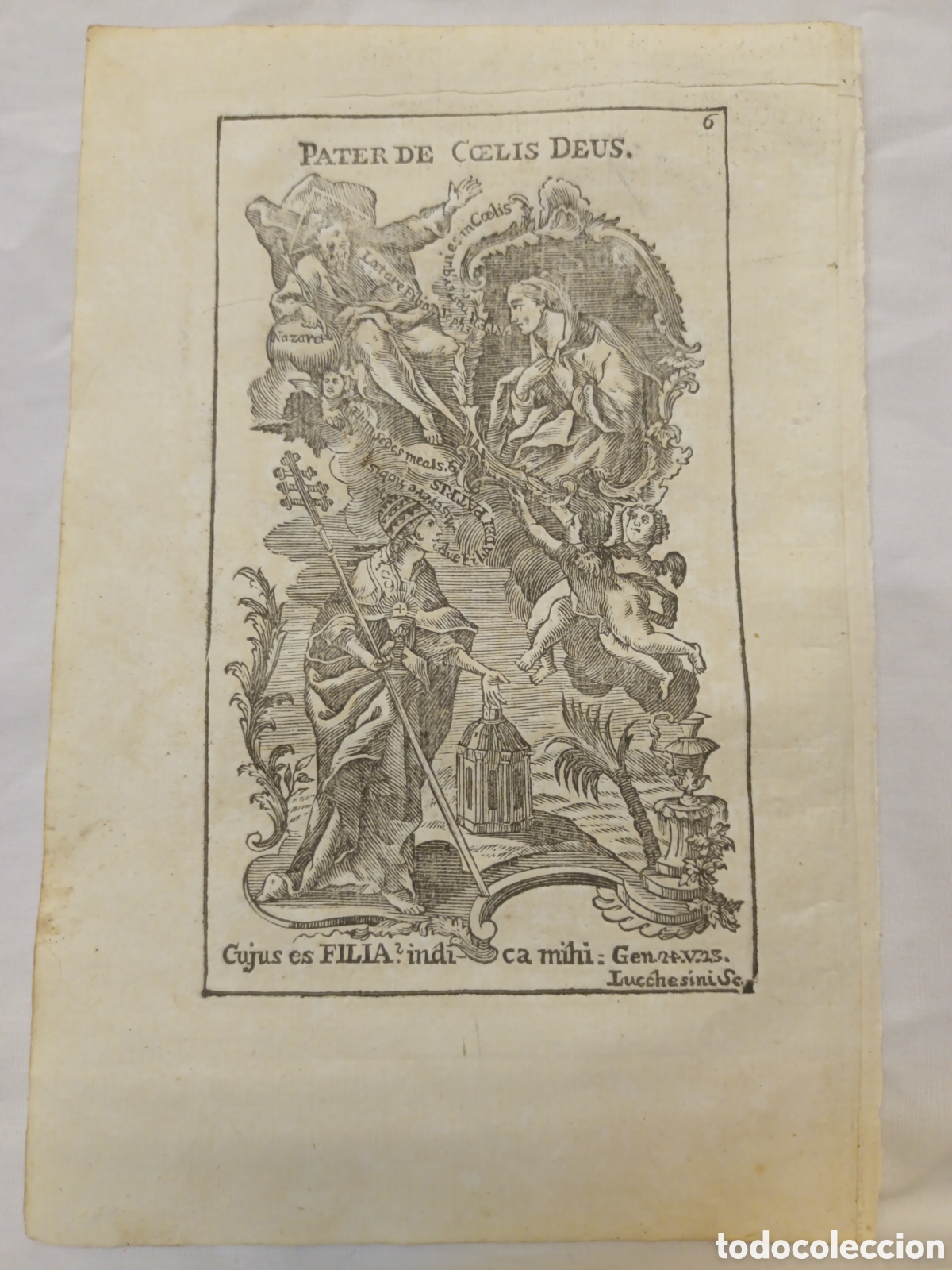 Arte: GRABADO - LETAN&Iacute;A LAURETANA DE LA VIRGEN - PATER DE COELIS DEUS - A&Ntilde;O 1768 - 13 X 20 CM