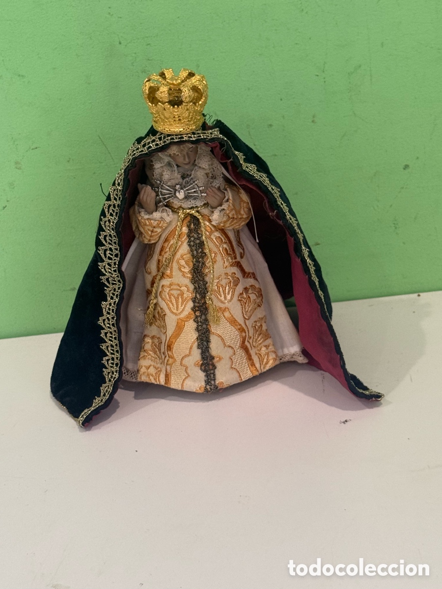 Arte: Antigua Virgen Dolorosa figura de vestir terracota policromada 20 cm siglo XIX-XX.