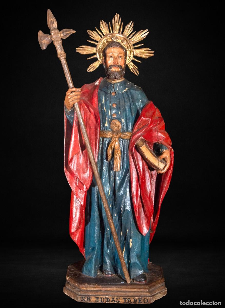 Arte: San Judas Tadeo talla madera policromada Espa&ntilde;a finales XVIII-XIX 99 cm