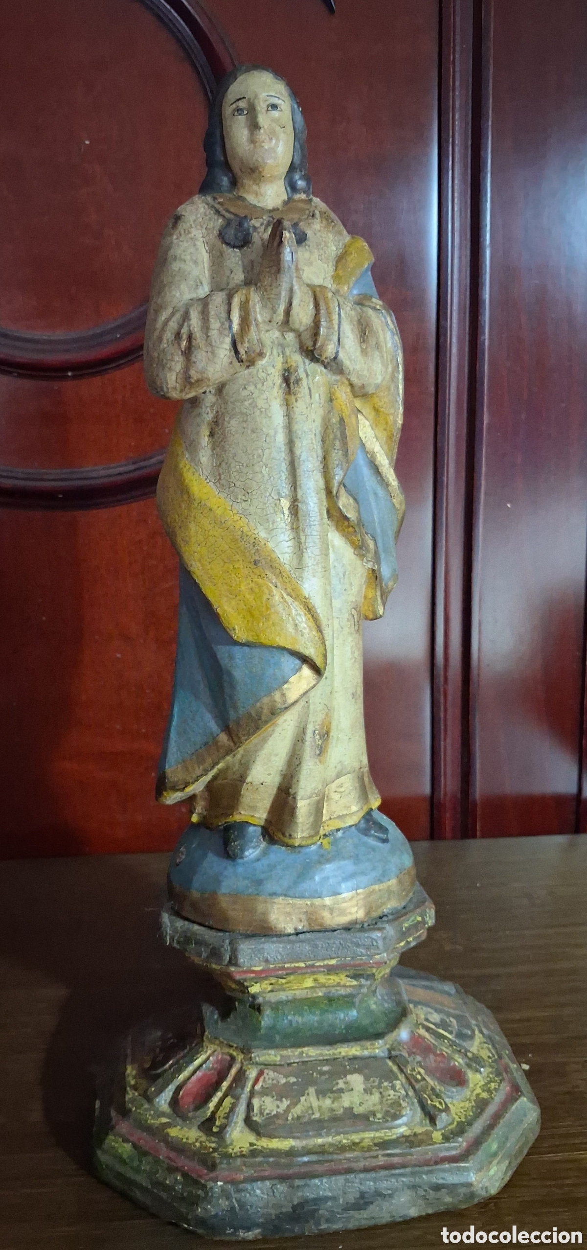 Arte: VIRGEN INMACULADA MADERA ANTIGUA - Foto 3