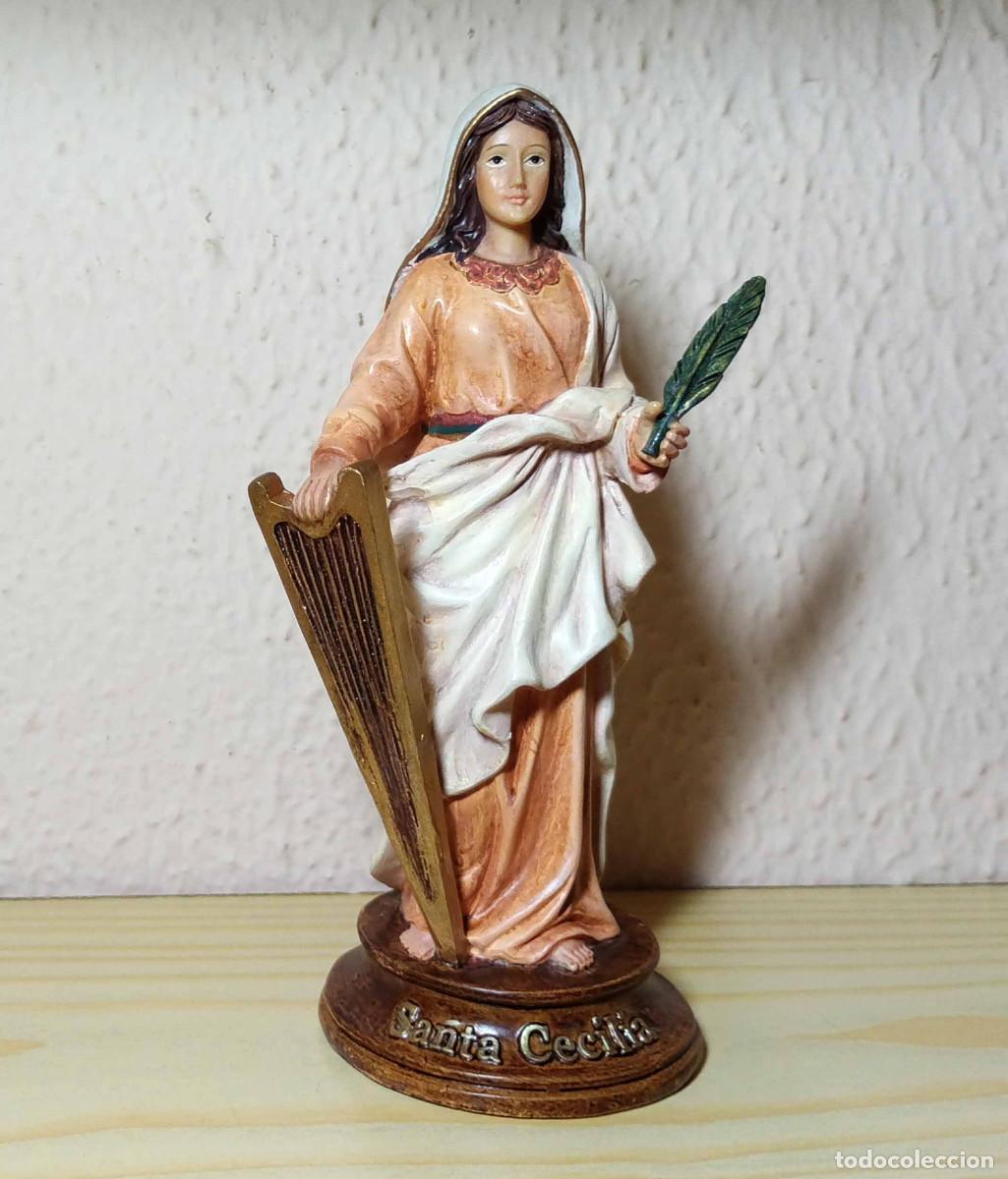 Arte: Figura en resina de Santa Cecilia - 15 cm - Pintada a mano
