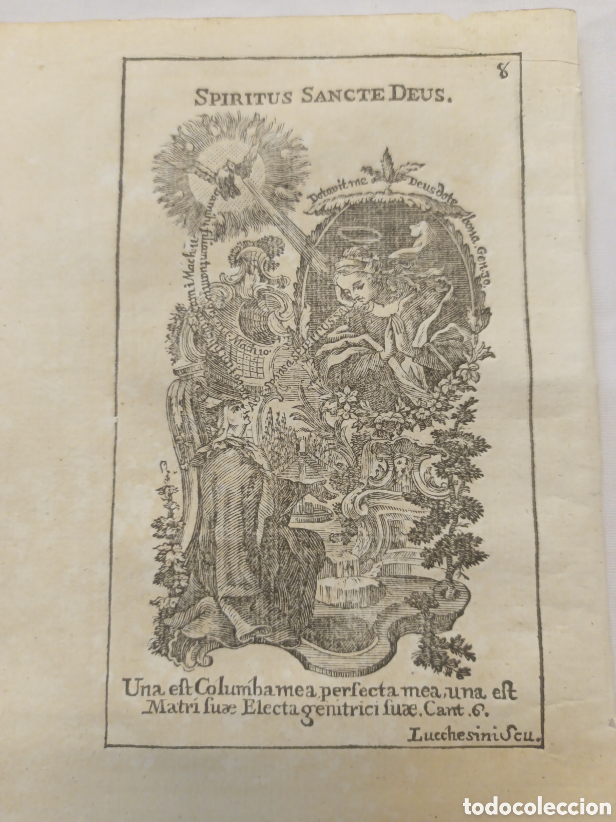 Arte: GRABADO - LETAN&Iacute;A LAURETANA DE LA VIRGEN - SPIRITUS SANCTE DEUS - A&Ntilde;O 1768 - 13 X 20 CM