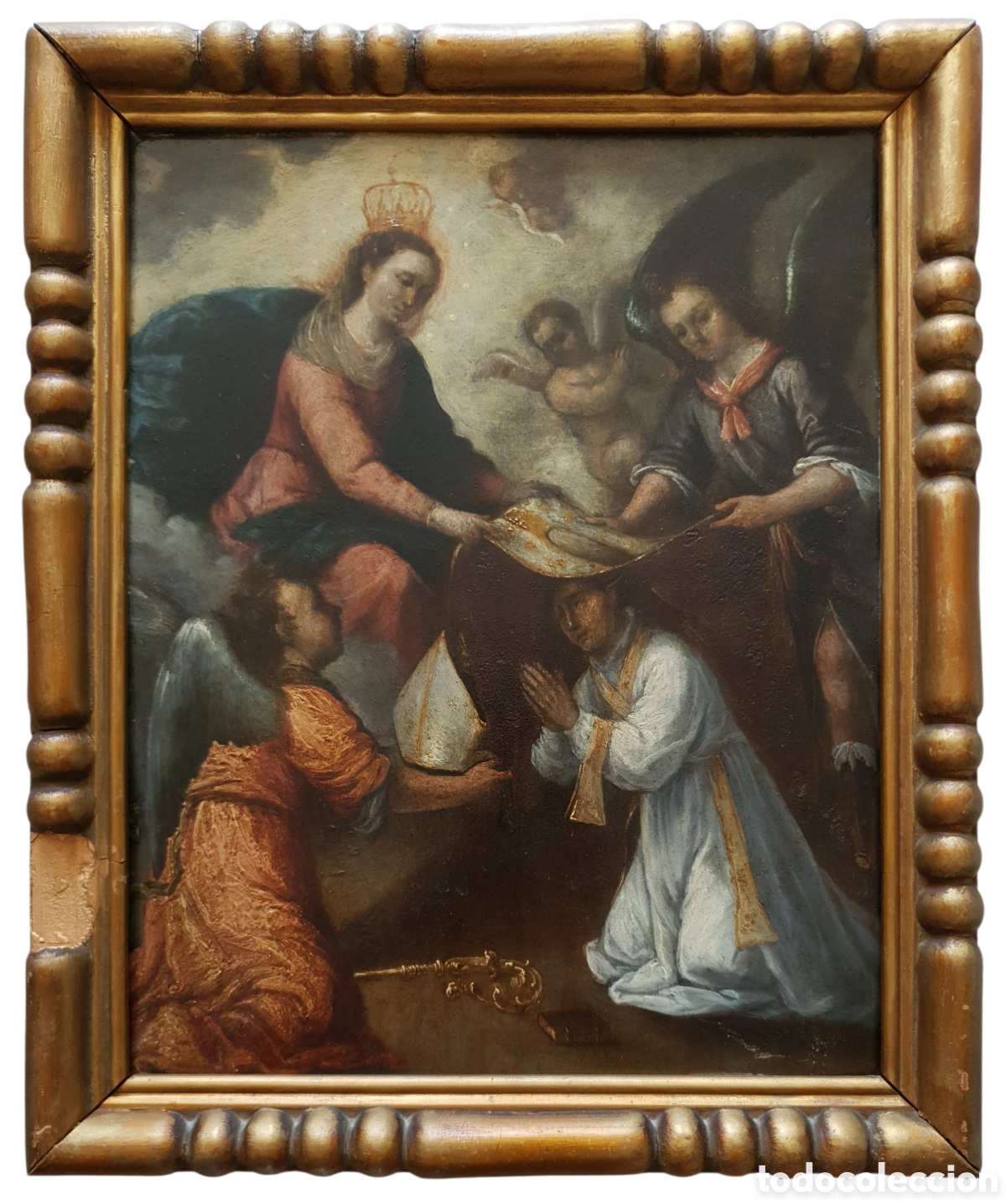 Art: Escuela Espa&ntilde;ola (XVIII) - La imposici&oacute;n de la casulla a san Ildefonso.Oleo/Cobre.An&oacute;nimo.