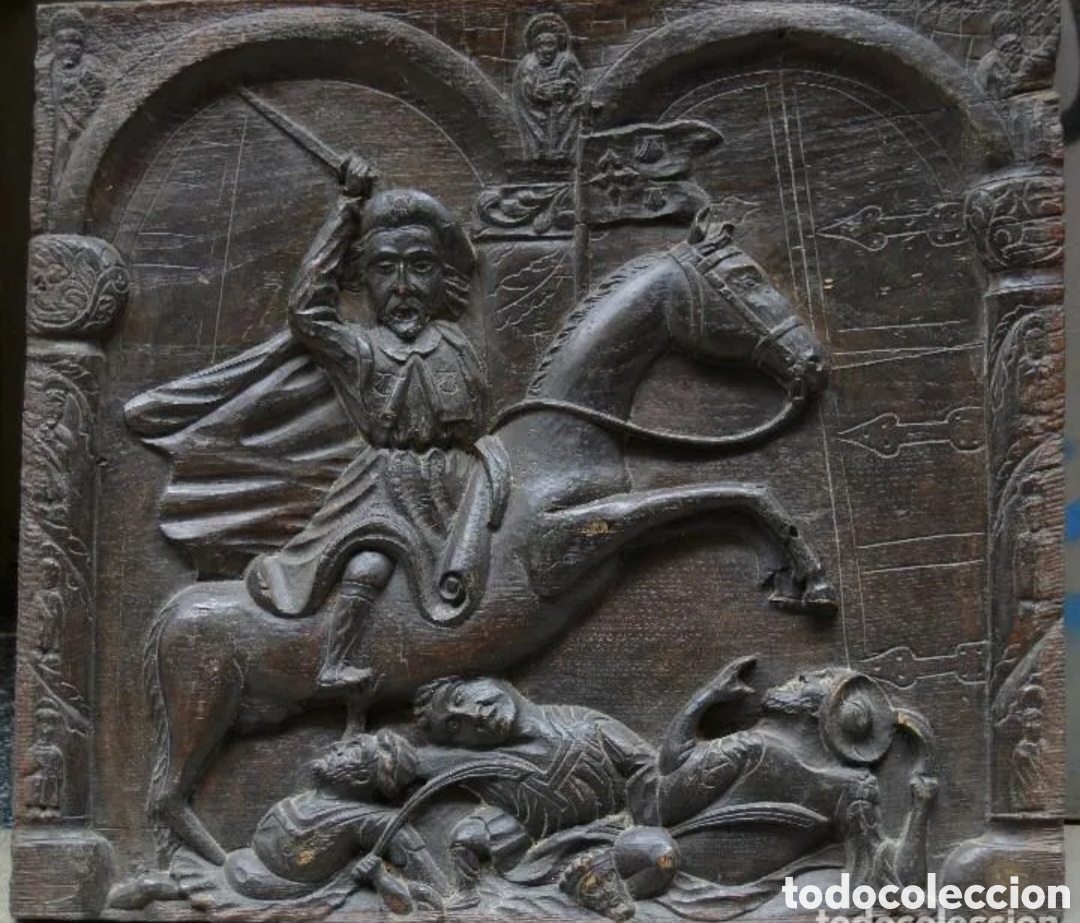 Arte: ANTIGUO FRAGMENTO BAJORELIEVE DE MADERA TALLADA