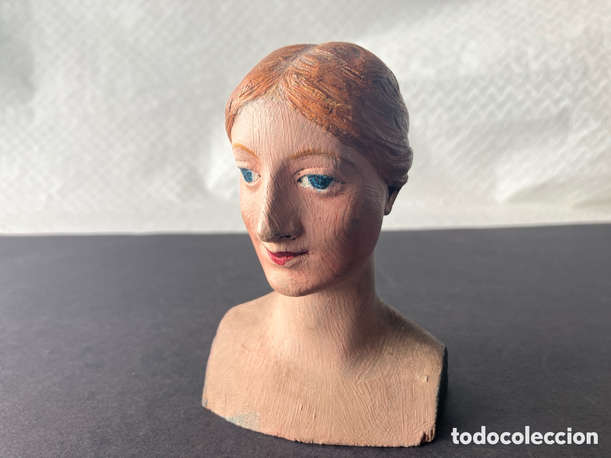 Arte: Antigua cabeza / torso virgen / cap y pota talla madera