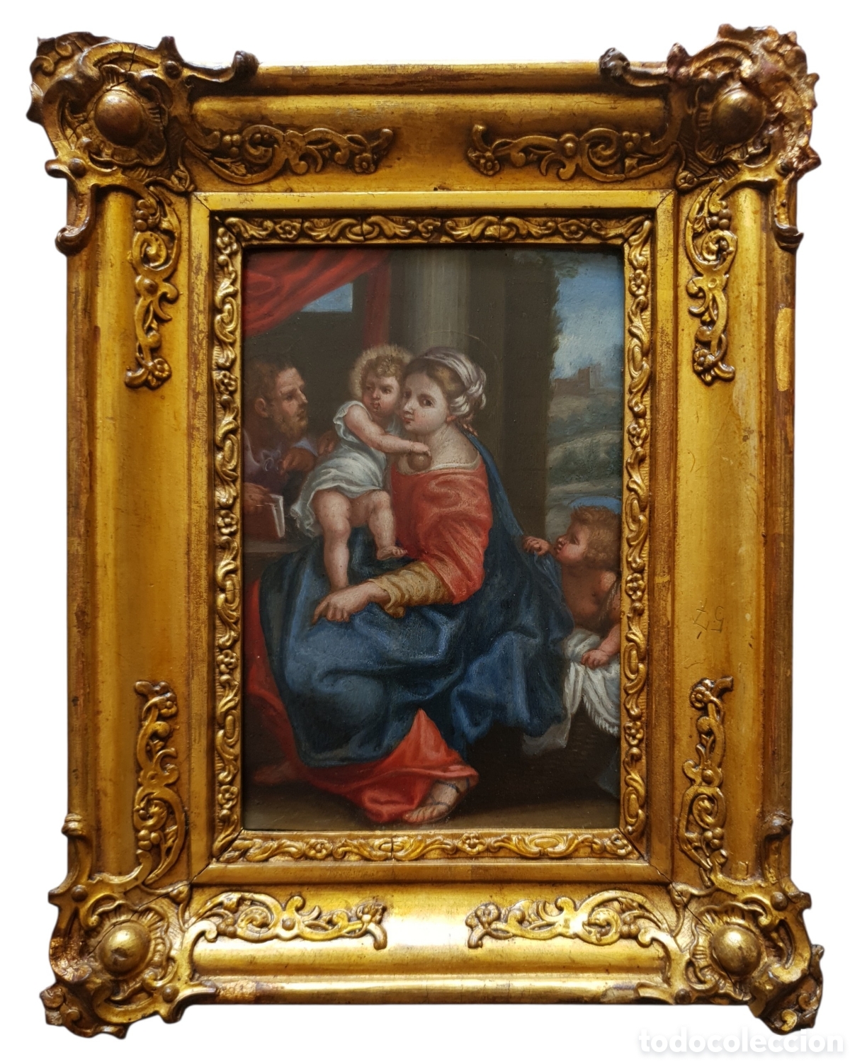Arte: Escuela Italiana (XVIII) - Sagrada Familia con San Juanito.Oleo/Cobre.An&oacute;nimo.