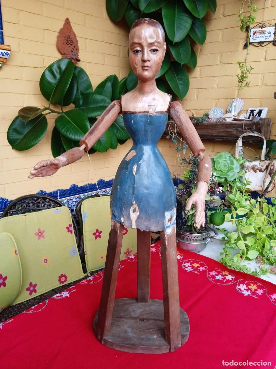 Arte: Escultura talla antigua religiosa Virgen Candelero o Cap i pota