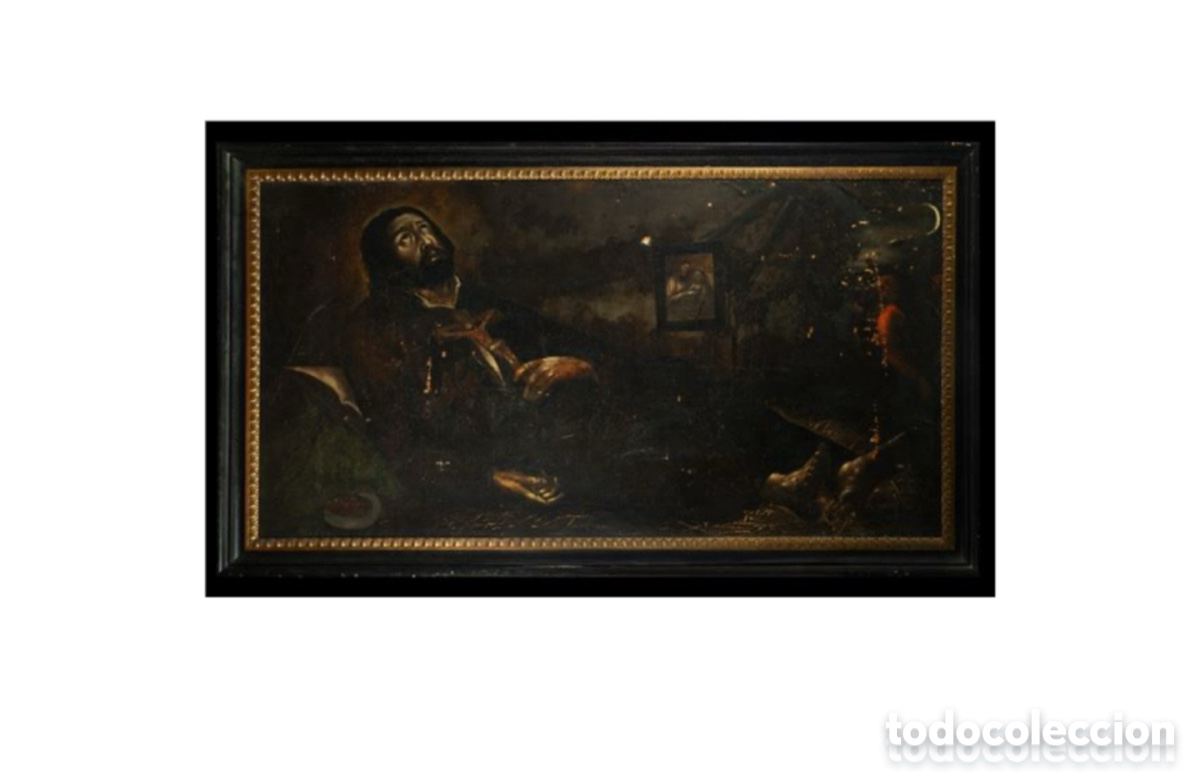Arte: Escuela Espa&ntilde;ola siglo XVII San Francisco Javier &oacute;leo sobre lienzo reentelado tenebrismo barroco