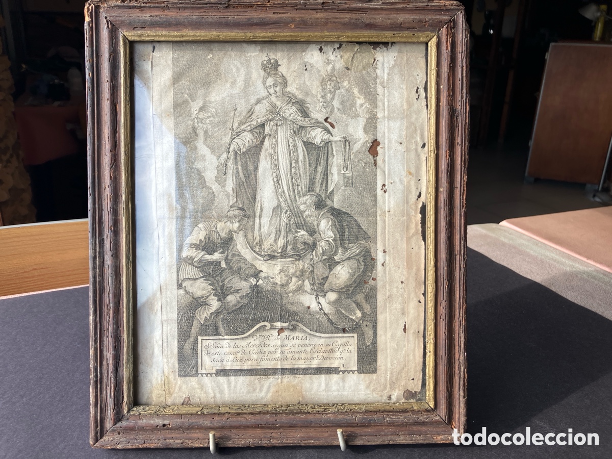 Arte: Antiguo y raro grabado de la virgen de las Mercedes Cadiz 1784