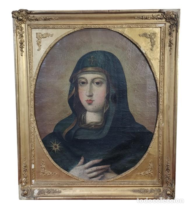 Arte: V&Iacute;RGEN DEL P&Oacute;PULO CON MAFORION. ESCUELA ESPA&Ntilde;OLA. &Oacute;LEO SOBRE LIENZO. SIGLO XVIII.