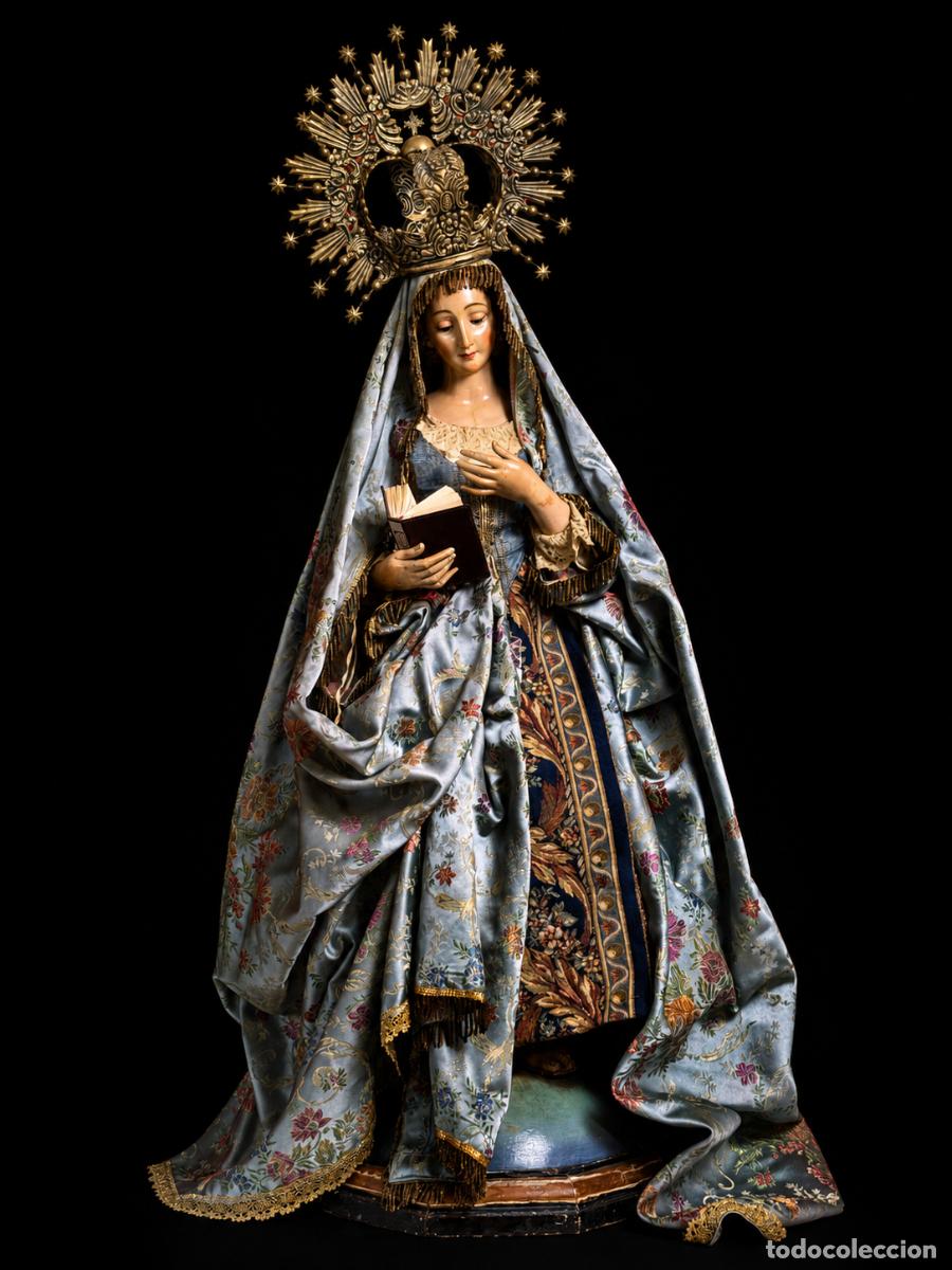 Arte: Virgen de vestir espa&ntilde;ola siglo XVIII talla madera policromada escuela andaluza